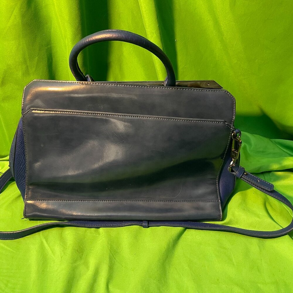 RARE  HALSTON HERITAGE GENUINE ITALIAN LEATHER MX2504M1 COBALT MSRP $695 TOTE